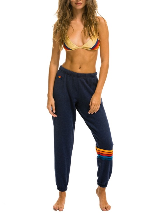 Aviator Nation Pants - Aviator Nation Rainbow Stitch Sweatpants ~ Navy Size Small